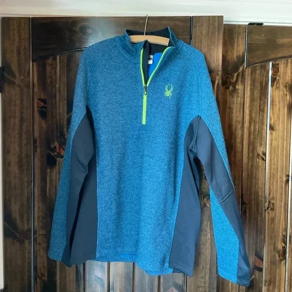 Spyder Half Zip Blue and Green Jacket Size XL - Picture 2 of 6